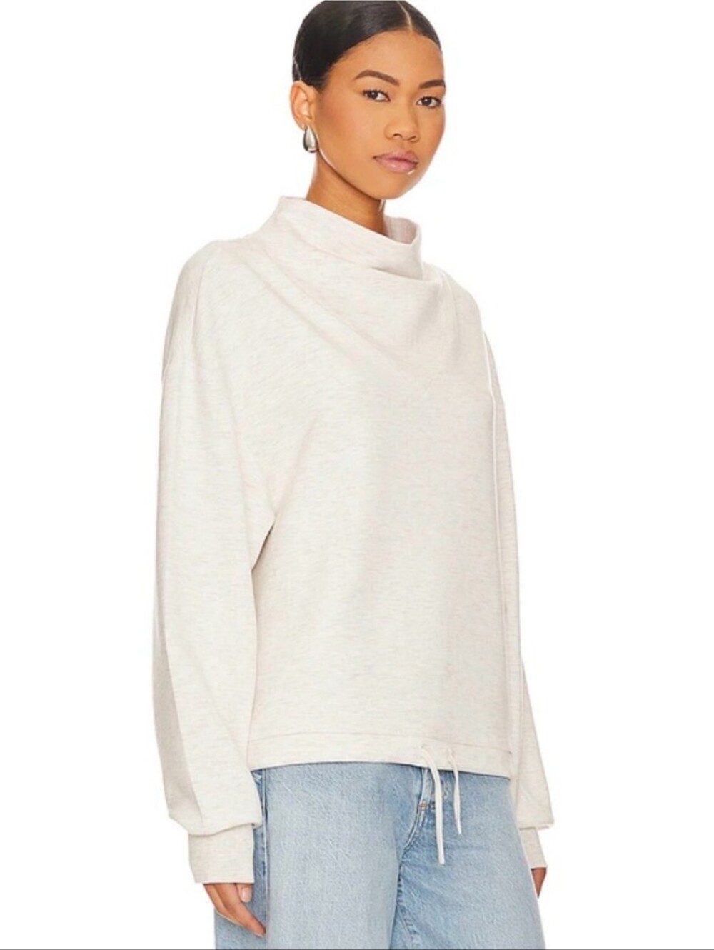 Varley Double Soft Betsy Sweatshirt in Ivory Marl Pullover Cozy M